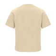 thumbnail image 4 of Craaazy Women's Relaxed Fit V Neck Blouse, Solid Color Short Sleeve Linen Cotton Tops, Comfy Casual Shirt for Summer Gifts, 4 of 6