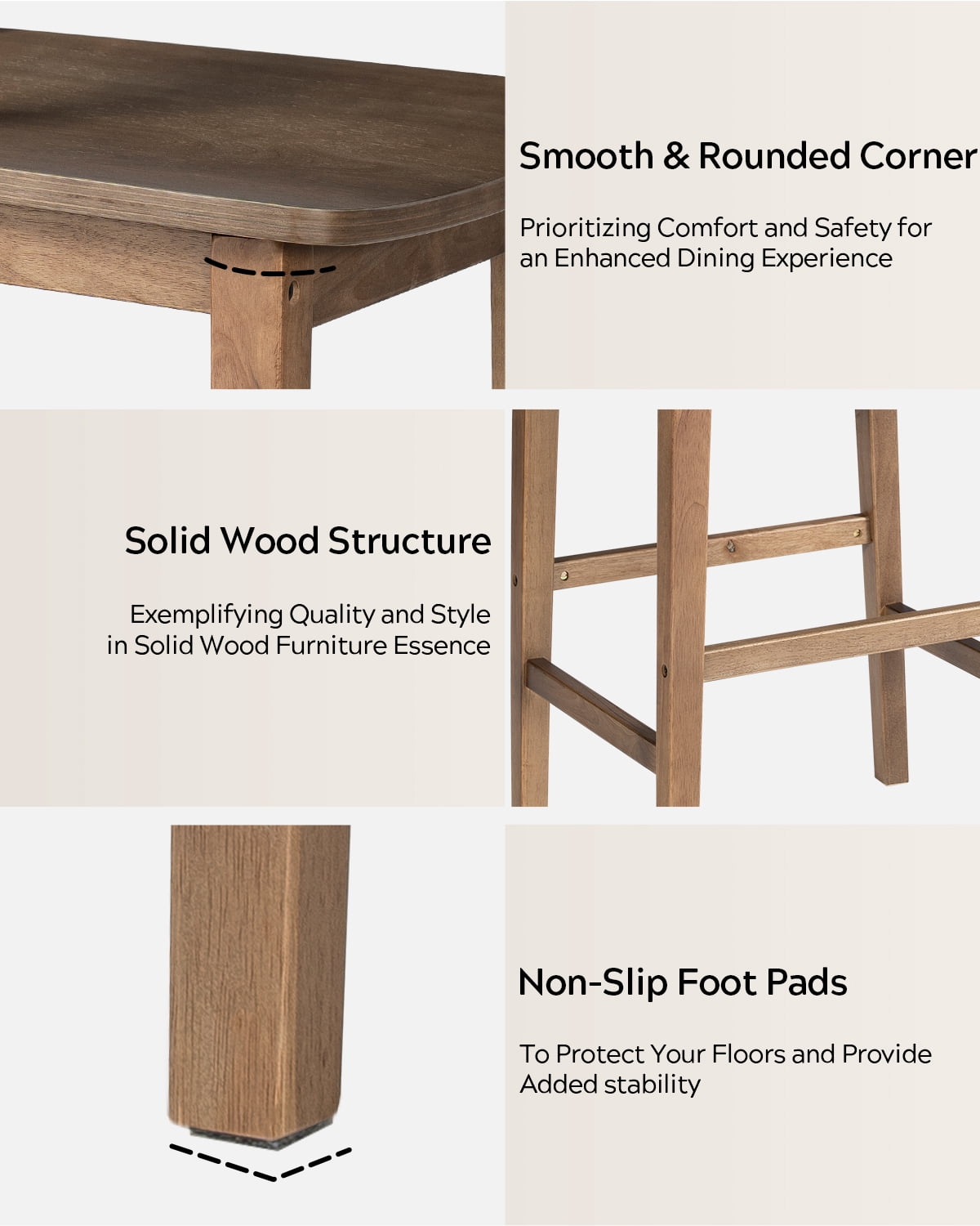EYYTHUNG Modern Farmhouse Bar Stools 25 inch Mid-Century Solid Wood Counter Height Stools with Back Support Barstools Chairs for Kitchen Dining Room Set of 2, Brown