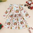 thumbnail image 2 of Staki Christmas Outfits Girls Christmas Dresses for Girls Toddler Xmas Tree Print Dress Long Sleeve Casual Sundress(White,2-3 Years), 2 of 8