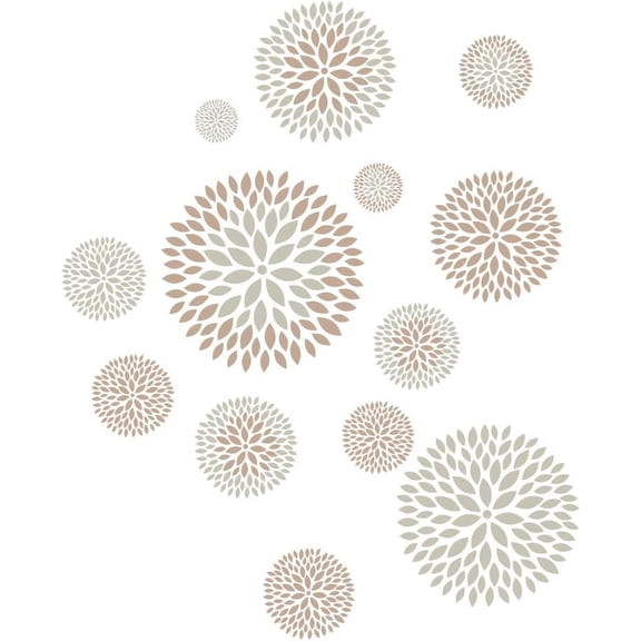 13Pcs Boho Flower Wall Decals, Round Dandelion Wall Stickers, Self-Adhesive Removable Wall Art for Bedroom Living Room Home Decor