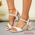 thumbnail image 6 of SACFOF Women Chunky Heel Sandals Squared Toe Slip On Block Mid Heels Sandals For Wedding Dress Bride, 6 of 6