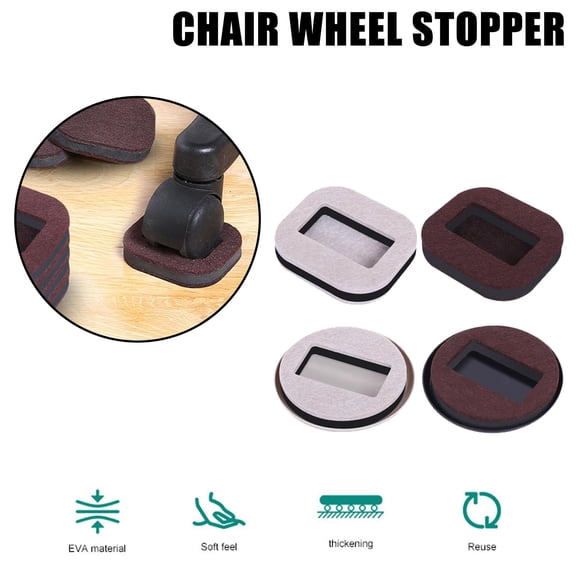 5-Piece Office Chair Wheel Stopper, Furniture Caster Cups Hardwood Floor Protector Anti-Slip Rubber Pads