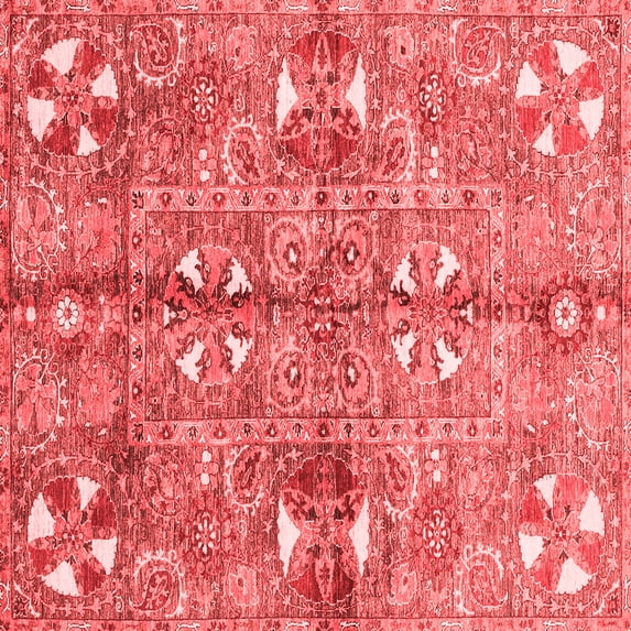 Ahgly Company Indoor Square Abstract Red Modern Area Rugs, 5' Square