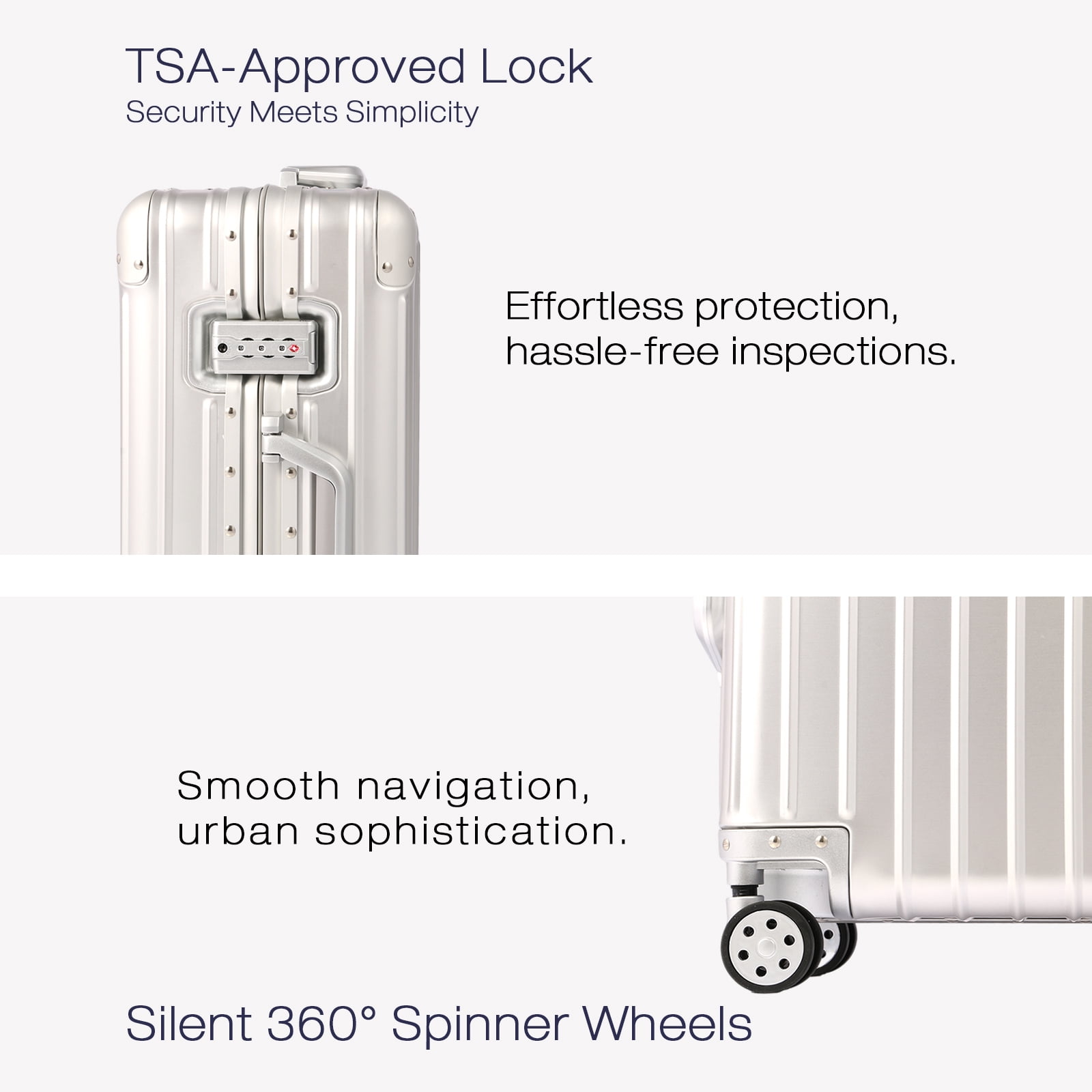 Gliderra All Aluminum Carry on Luggage 20 inch Lightweight Durable Suitcase Silver