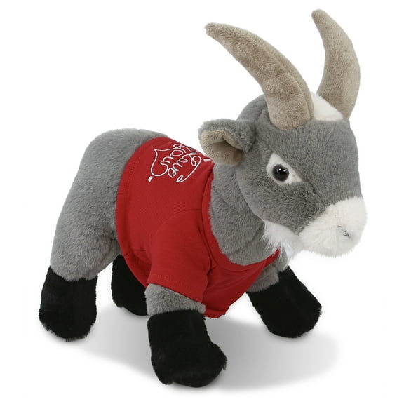 DolliBu I LOVE YOU Super Soft Grey Goat Plush- Cute Goat Plush Stuffed Animal with I Love You Red Shirt For Valentine, Anniversary, Romantic Date, Boyfriend, or Girlfriend Gift - 12 Inches