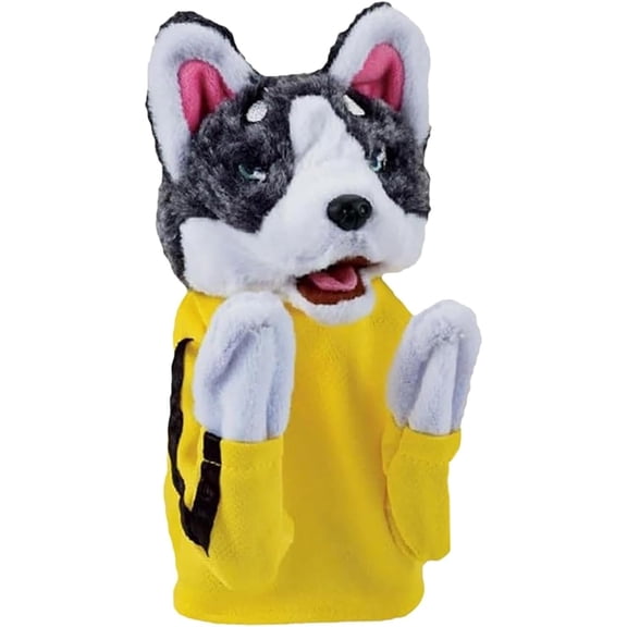 Hand Puppet Kung Fu Boxing Soft Soundable Hand Interactive Husky Puppet Toddler Washable Plush Battle Boxing Husky Toys Animal Puppets