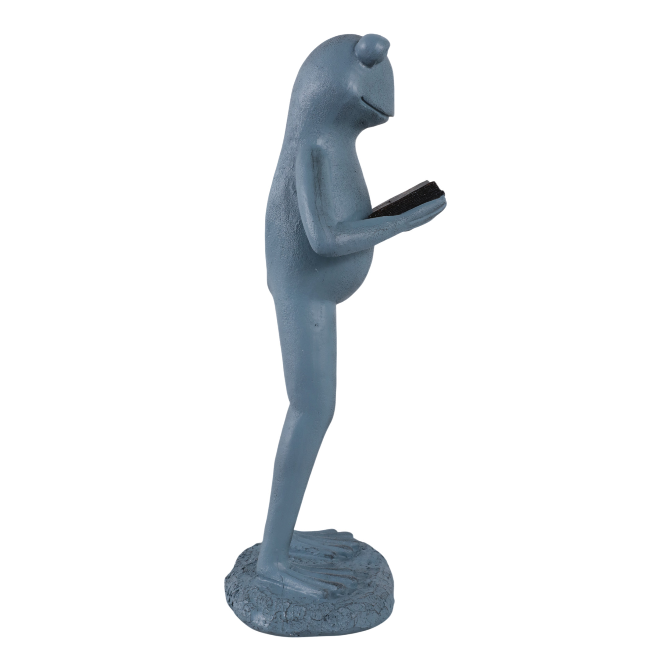 Standing Frog with Book Statue for Garden Decor - Decorative Front Porch for Patio, Backyard, and Walkways Display - Whimsical Yard Art Sculpture for Flower Bed or Deck Decor - 18", Grey & Metallic