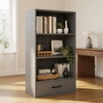 thumbnail image 5 of Topcobe 48" Tall 4 Tiers Wood Bookcase with Drawer, Corner Storage Organizer for Bedroom Home Office, Gray, 5 of 8