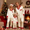 thumbnail image 4 of Fgnfyis Soft Family Matching Pajamas Long Sleeve Silk Like Sleepwear for Parents and Kids Holiday Cozy Outfit for Dad Beige M, 4 of 4