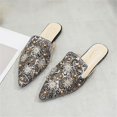 thumbnail image 4 of Escarpins Mode Été et Automne pour Femmes Talon Bas Plat Bout Pointu Perle Strass Imprimé Coloré Demi-Mules Mules Chaussures Talons Hauts pour Femmes Filles, 4 of 4