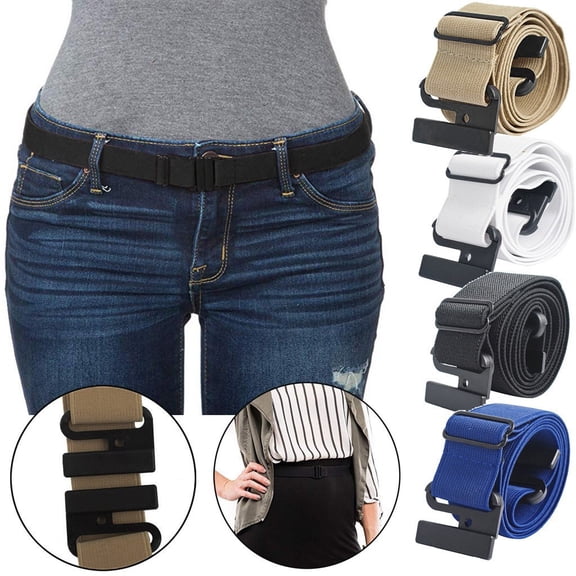 Non Slip Backing Flat Buckle Stretch No Belt Adjustable Show Belt