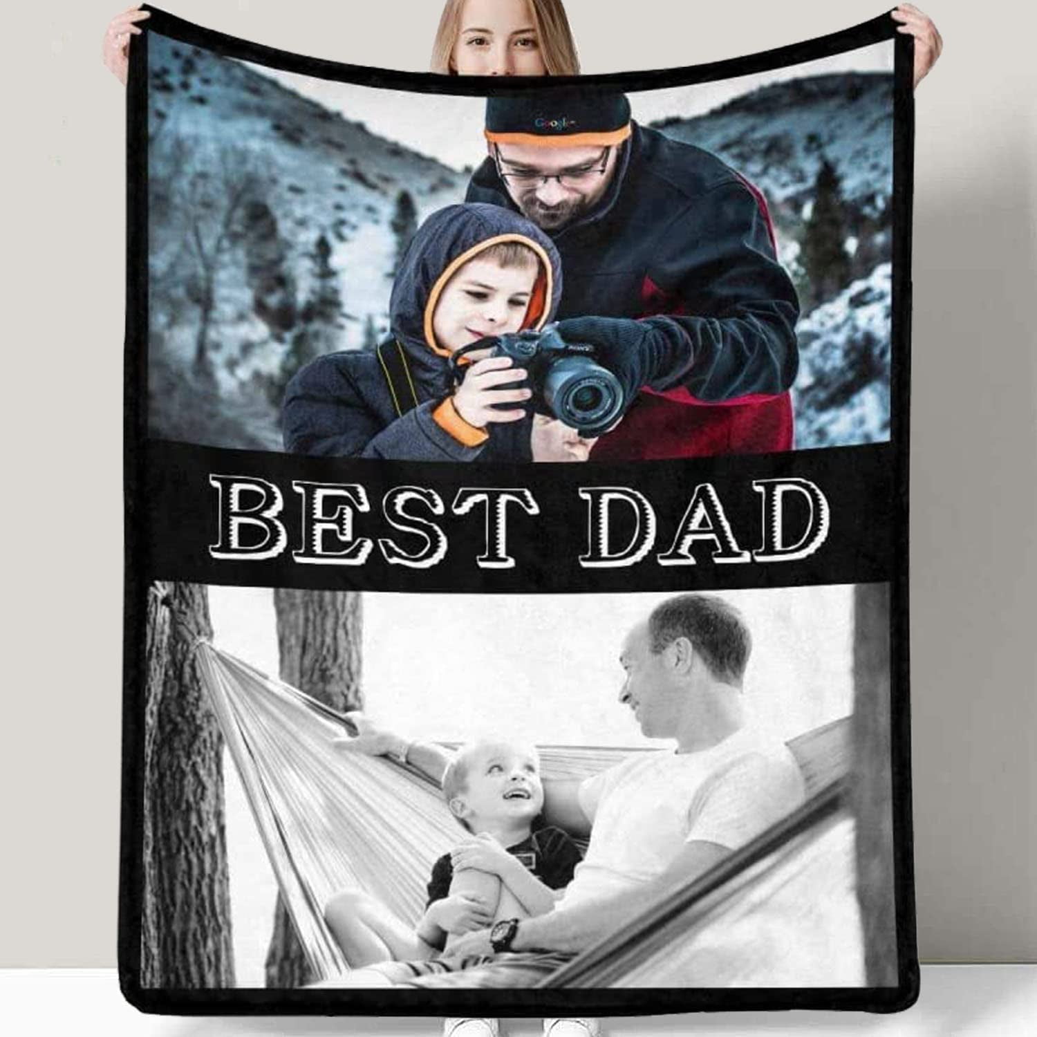 Custom Photo Blanket Flannel Personalized Throw Blanket for Dad