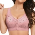 thumbnail image 3 of IQOGKRN Women Wireless Front Button Comfort Bra for Elderly Mature Ladies Printed Breathable Wirefree Brassiere Wide Vest Strap Anti-Sagging Support Lingerie Hot Pink 46, 3 of 4