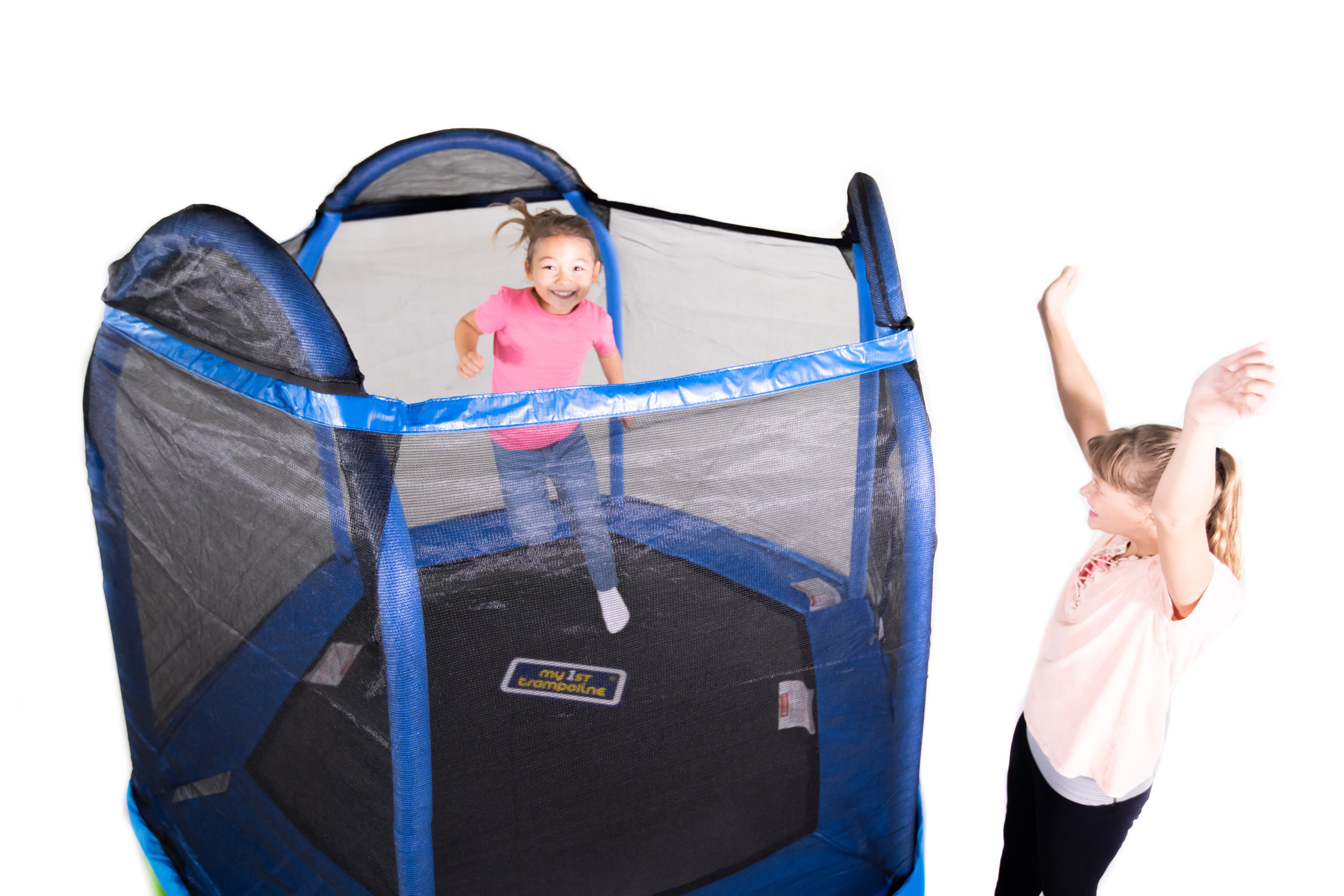 Bounce Pro 7-Foot My First Trampoline Hexagon (Ages 3-10) for Kids, Blue/Green - image 3 of 9