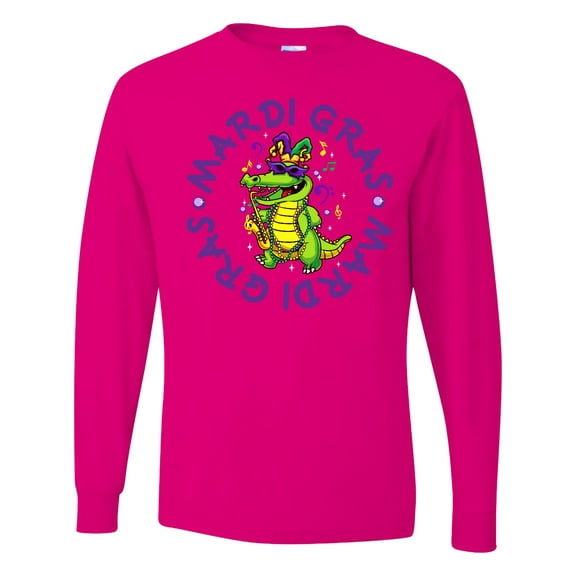 Inktastic Mardi Gras Party Alligator Long Sleeve T-Shirt