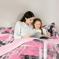 thumbnail image 4 of Manfei Pink Black Graffiti 7-Piece Twin Bedding Sets,Modern Abstract Geometric Bedding Comforter Set,Vitage Stripe Pattern Sheet Sets For Kids,Super Cozy Room Decor Reversible, 4 of 8