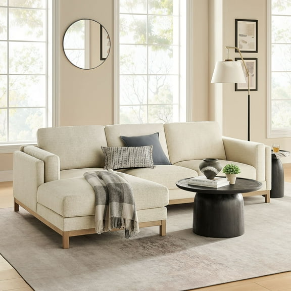 Modway Roscoe Left-Facing Fabric Sectional Sofa with Chaise in Ivory