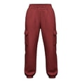 thumbnail image 5 of AherBiu Cargo Sweatpants for Women Lightfleece Lined Cinch Bottom Joggers Elastic Waisted Casual Loose Fitted Pants with Pockets(Medium,Wine), 5 of 8