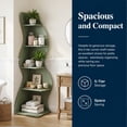 thumbnail image 3 of Canddidliike 5-Tier Corner Bookcase, Wood Bookshelf Storage Organizer, 70" Tall Display Standing Shelf Unit for Bedroom, Living Room, Green, 3 of 10
