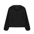 thumbnail image 2 of Admvng Womens Hooded Windbreaker Jacket Elastic Cuff Drawstring Hem Lightweight Outdoor Daily Short Coat with Pockets, 2 of 4