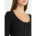 thumbnail image 4 of No Boundaries Button Front Sleep Romper with Long Sleeves, Women’s and Women's Plus, XS-4X, 4 of 5