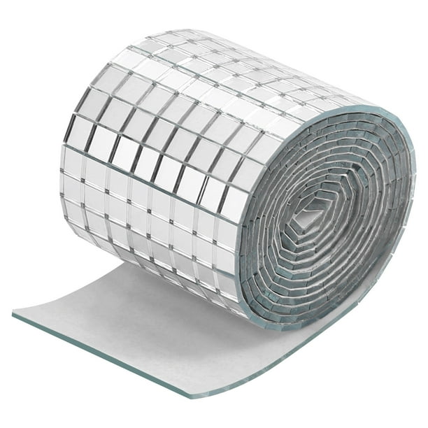 Sanalily 1 rollo de vidrio autoadhesivo Mini cuadrado azulejos espejo de vidrio pegatina de pared de mosaico para decoración artesanal de bricolaje