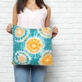 thumbnail image 3 of Throw Pillow Covers 24x24 Inch, Teal Orange Tie-Dye Decorative Pillow Cases for Couch Sofa Bed, Ethnic Modern Abstract Watercolor Cotton Linen Square Home Decor Pillowcases with Hidden Zipper, 3 of 7