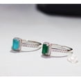 thumbnail image 3 of Synthetic Paraiba Crystal Stone Ring Emerald Diamond Ring, 3 of 9