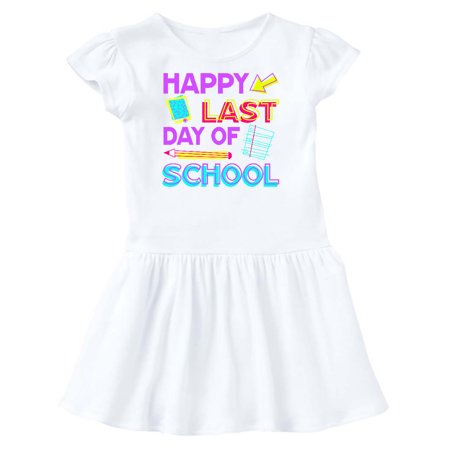 

Inktastic Happy Last Day of School retro school supplies Gift Toddler Girl Dress