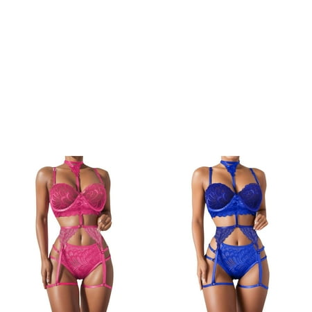 Wijhcboe 2 Pack Ring Lingerie for Women Two Piece Set Lace Sleepwear Lingerie Sexy Steel Lace Bra Set Underwire Underwear Pajamas Fashion Lace Underwear Set for Men Buttons And Lace Books Paperback