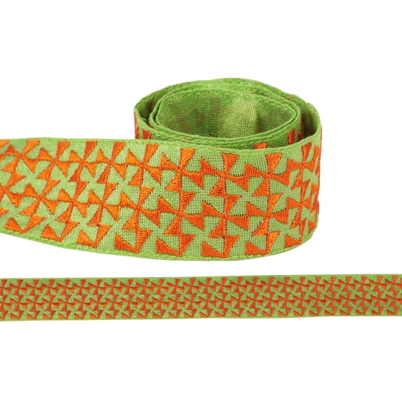 IBA Indianbeautifulart Orange Thread Dupion Trim by 3 Yard Sewing Fabric Laces Crafts Trimming for Sewing-1 Inch Wide