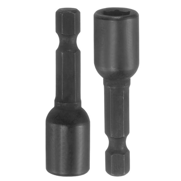 2Pcs 1/4 Hex Shank 7mm Magnetic Hex Socket 48mm Length, CR-V Steel Quick-Release Impact Driver Socket Wrench Screw for Impact Drill Power Nut Setter