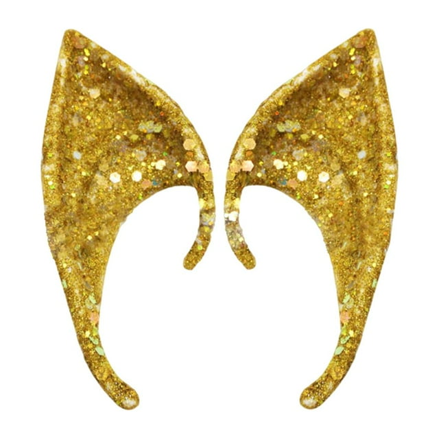1 par de orejas de elfo de hada puntiagudas para disfraz de elfo, mascarada, Halloween, foto, oreja en vivo Dorado 10cm
