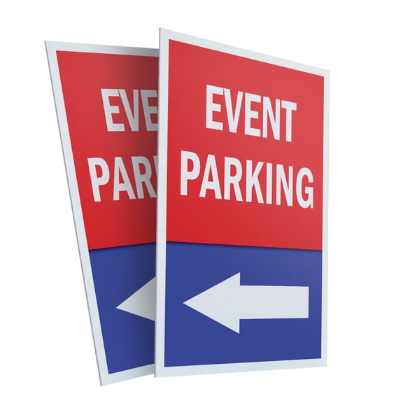 Event Parking With Arrow (2-PACK) 24" x 36" Plastic Signs | Sign Insert 4mm Corrugated Plastic Signs Storefront Window Poster