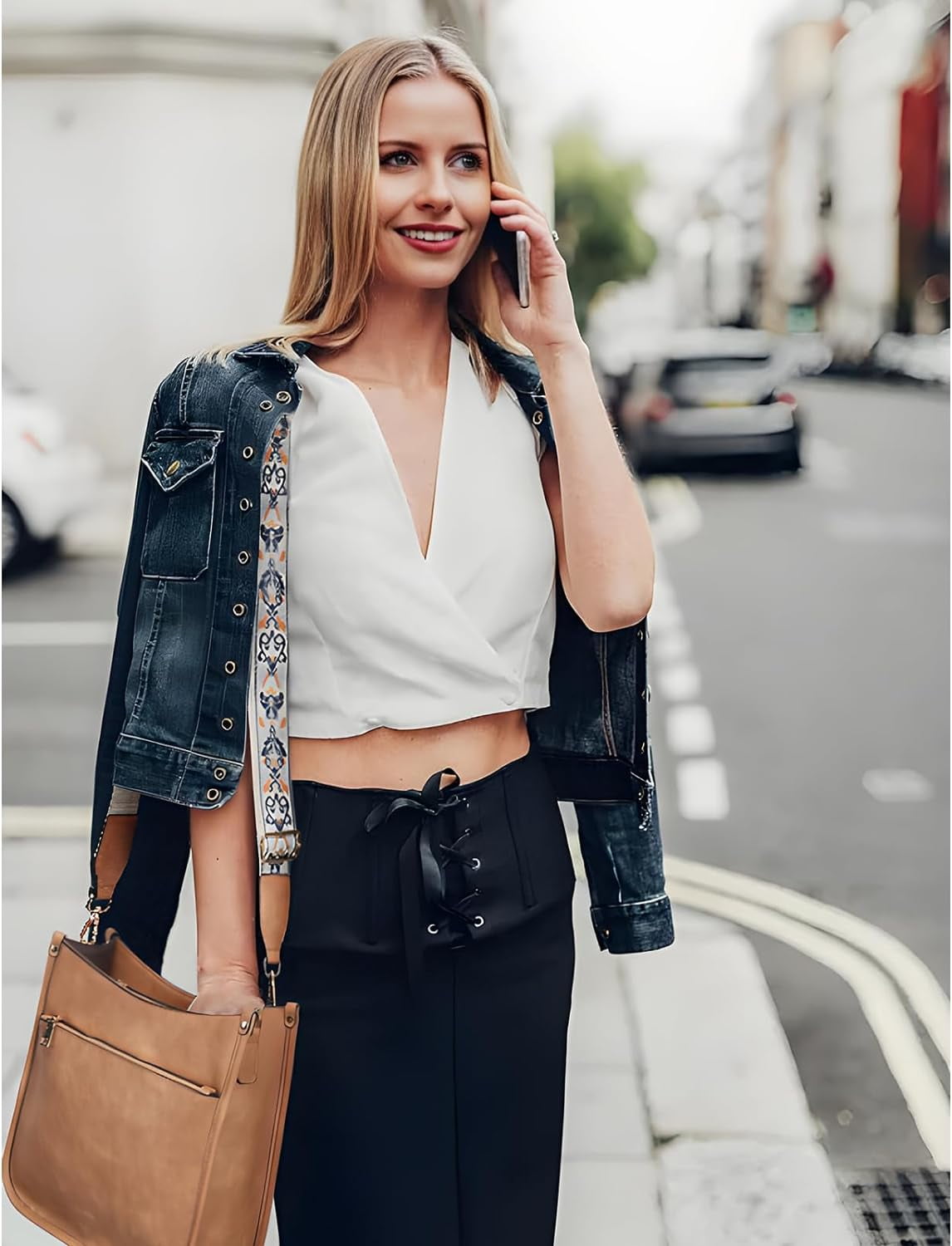 Crossbody Purses for Women Trendy Vegan Leather Purses Bucket Hobo Bags Handbags with Adjustable Guitar Strap