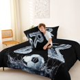 thumbnail image 4 of Castle Fairy Ice Letter R Soccer Splash Full Size Comforter Sets 3 Pieces for Adults,Sport Football Bedding Sets for Sports Lovers,Black Reversible, 4 of 6