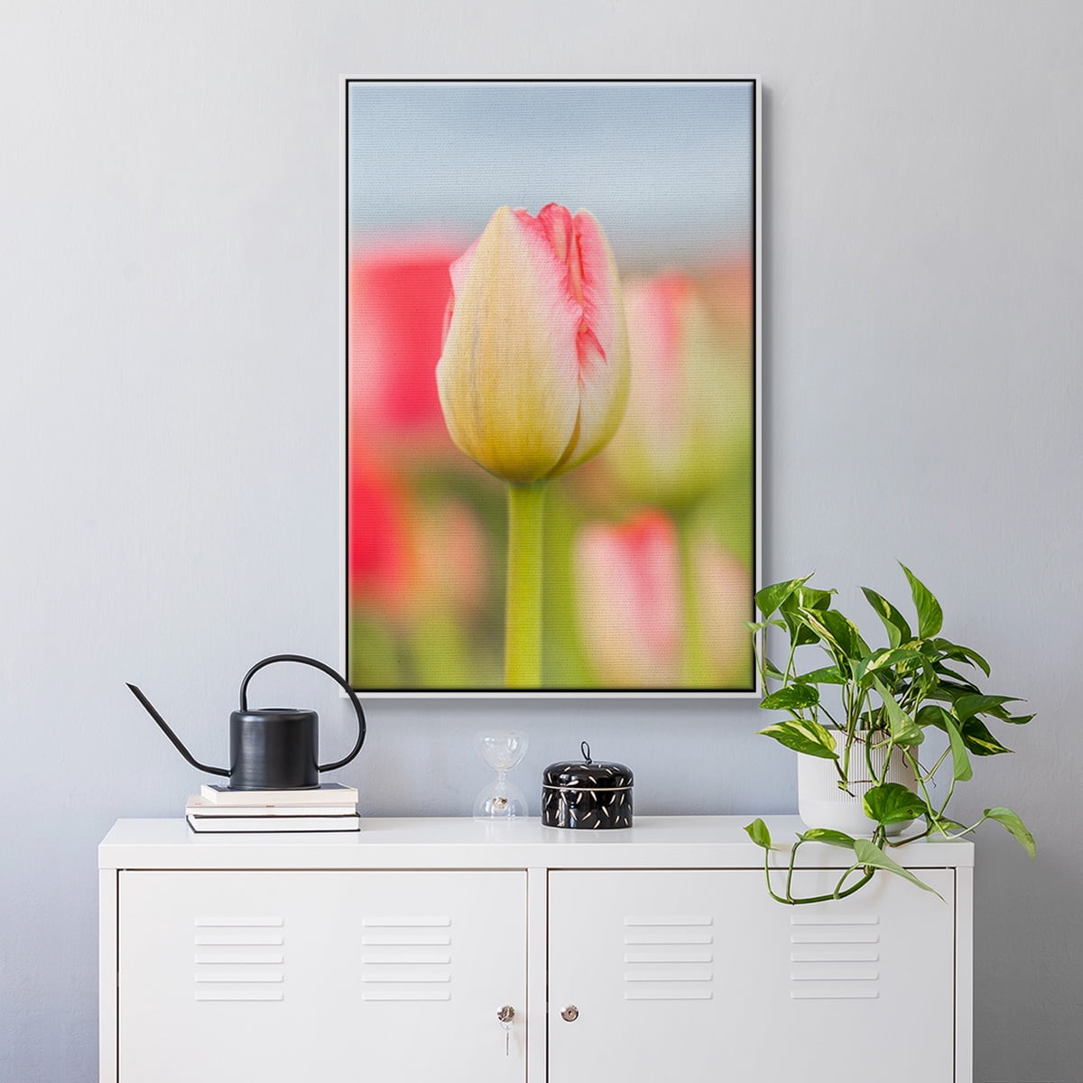 Twotone Tulip Framed Premium Gallery Wrapped Canvas - Ready to Hang