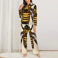 thumbnail image 2 of Daiia Honey Bee for Women's Long-Sleeved Pajama Set – Soft & Comfortable Sleepwear Button-Up Pajamas Cozy Lounge Wear-Large, 2 of 7