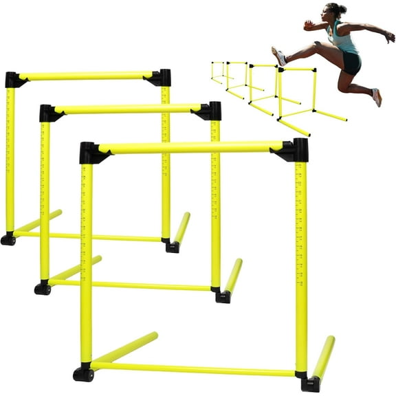3Pcs Hurdles Training Equipment, Adjustable Height Hurdles Track and Field, Agility Speed Jumping Training Equipment for Soccer Basketball Football Dogs, Detachable-Green