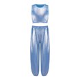 thumbnail image 3 of Miutii Girls 2 Piece Dance Outfits Shiny Tops and Pants Set Cheer Outfit for Stage Performance Light Blue 5-6, 3 of 5