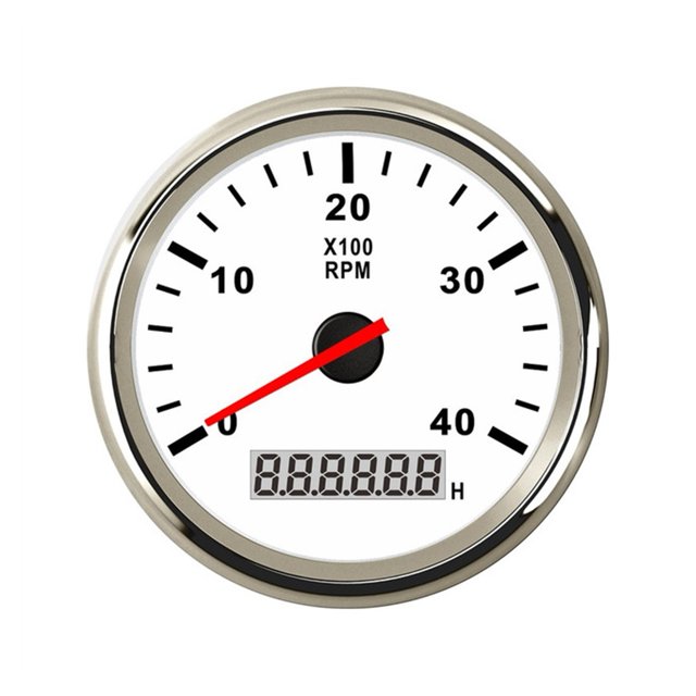 Car Boat Tachometer Gauge LCD Hour Meter 0-3000 4000 6000 RPM Tacho Sensor Marine Tacho Meters 12V/24V Red Backlight ,Easy to Calibrate