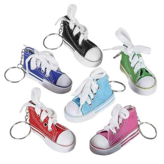 ArtCreativity Canvas Mini Sneaker Keychains and Tennis Shoe Charms – Lot of 12 Party Favors, Character Group, Ages 3 