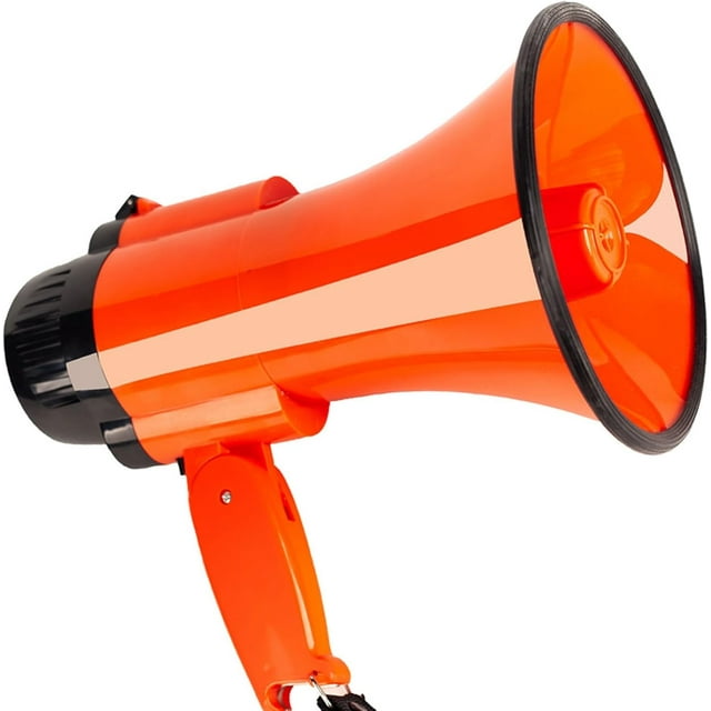 Mégaphone Portable 30W avec Sirène et Volume Réglable pour Sports Intérieurs/extérieurs