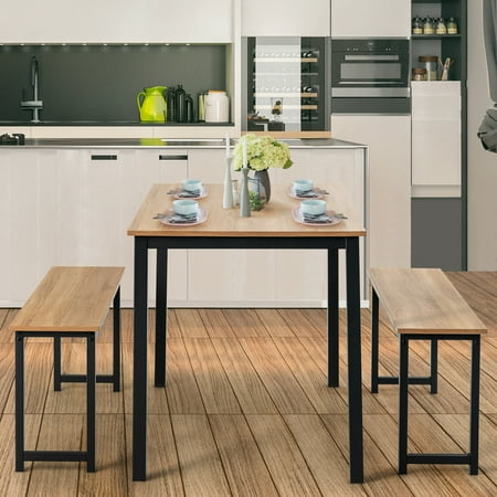 Top 3pcs Dining Table Set For 4 Modern Industrial Counter Height Kitchen With 2 Benches Room Nature Canada Top 3pcs Dining Table Set For 4, Industrial Counter Height Kitchen Table