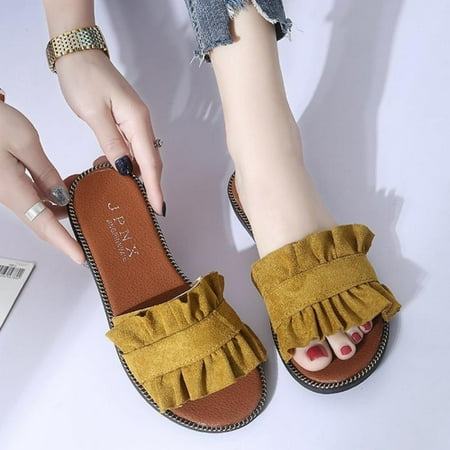 

Women Summer Sweet Comfortable Casual Sandals Clip Slip Non-slip Fungus Lace Wear-resistant Slippers 35-40