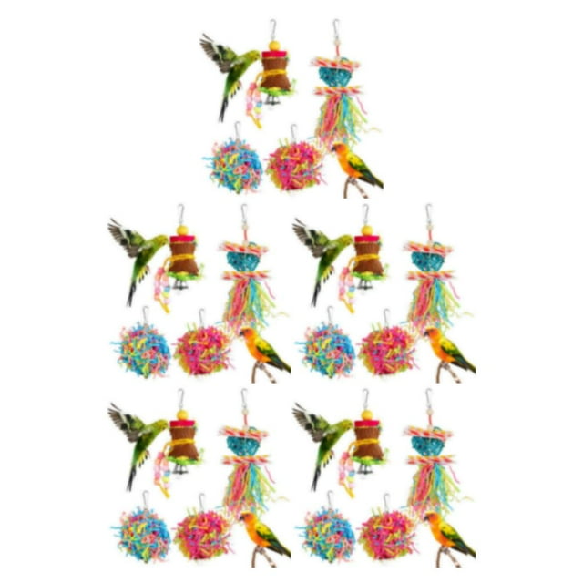 Maytalsory Wood Gifts For Bird Lovers Bird Shredding Budgies Toy Set Made With Premium Natural Colorful multicolored 5Set