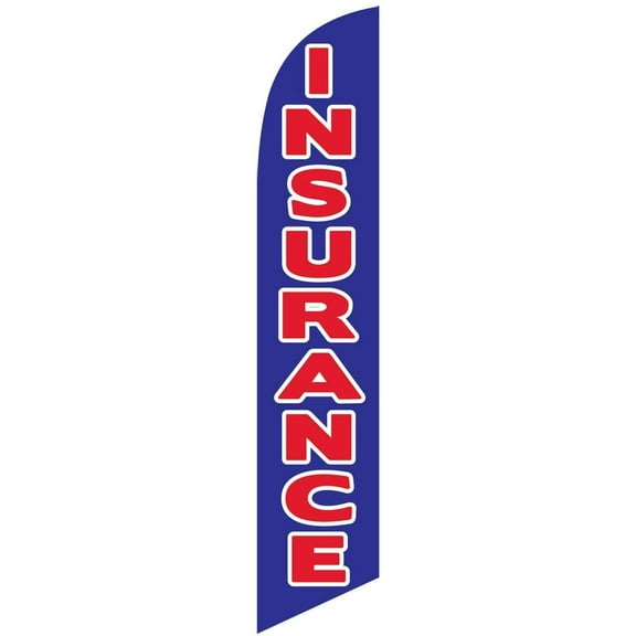 Blue and Red Insurance Feather Banner Swooper Flag, Replacement Flag