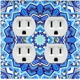 thumbnail image 1 of Metal Light Switch Plate Cover Teal Blue Mandala Icy Flower Tile Pattern MDL048, 1 of 13