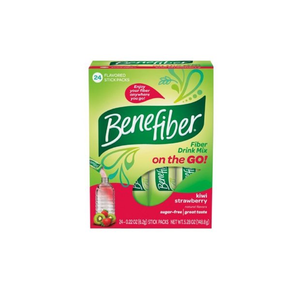 Benefiber Kiwi Strawberry Fiber Supplement Drink Mix 24 sticks (One box of 24 sticks), Supports