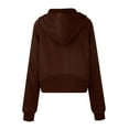 thumbnail image 4 of VERUGU Womens Tops Solid Fashion Pocket Sweatshirt Loose Fitness Zipper Hooded Casual Sweater Coffee XL, 4 of 6